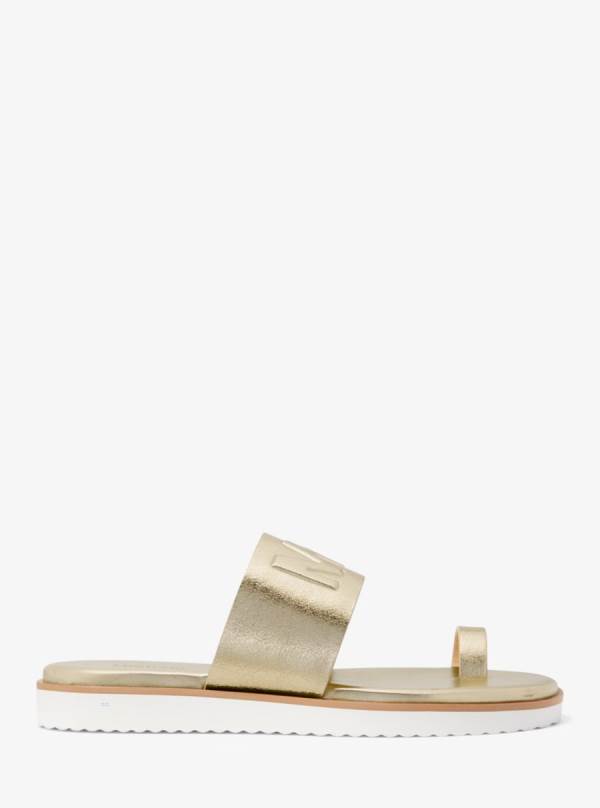 Damske Slapky Michael Kors Rosa Embossed Metallic Faux Leather Zlate - Topanky Michael Kors Levně | AROWF-4692